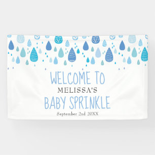 Cute Blue Raindrops Baby Sprinkle / Shower Welcome Banner