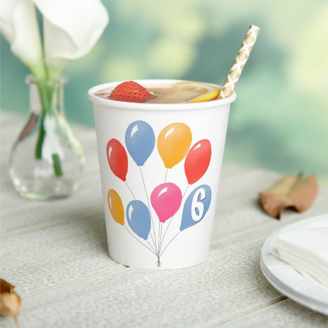 Cute Blue Red Colourful Balloons Kid`s Birthday  Paper Cups (Insitu)