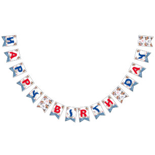 Cute blue & red pirate theme  bunting flags