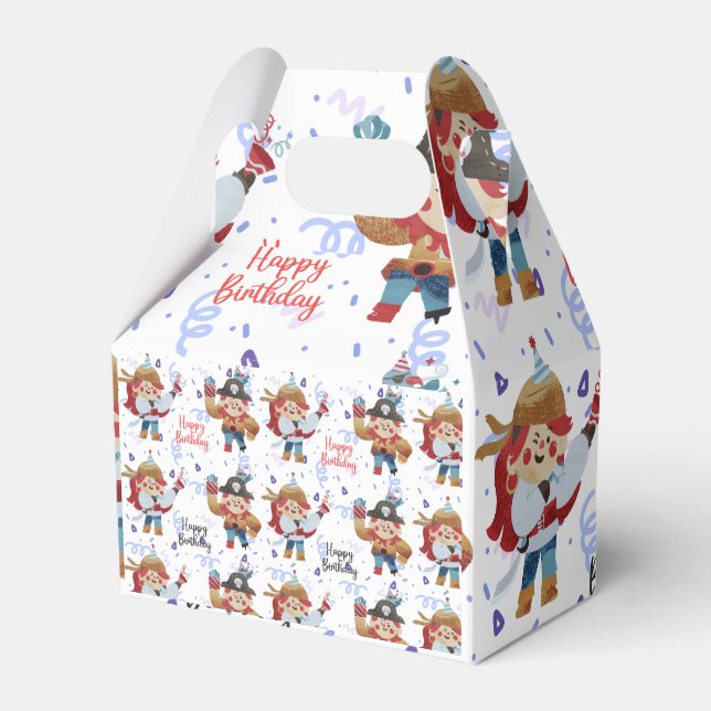 Cute blue & red pirate theme favor box (Front Side)