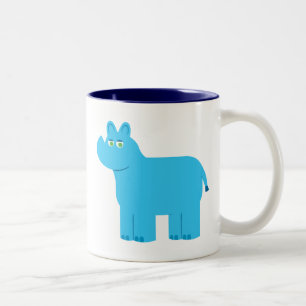 Cute Blue Rhino Two-Tone Coffee Mug