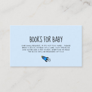 Cute blue rocket baby shower book request card