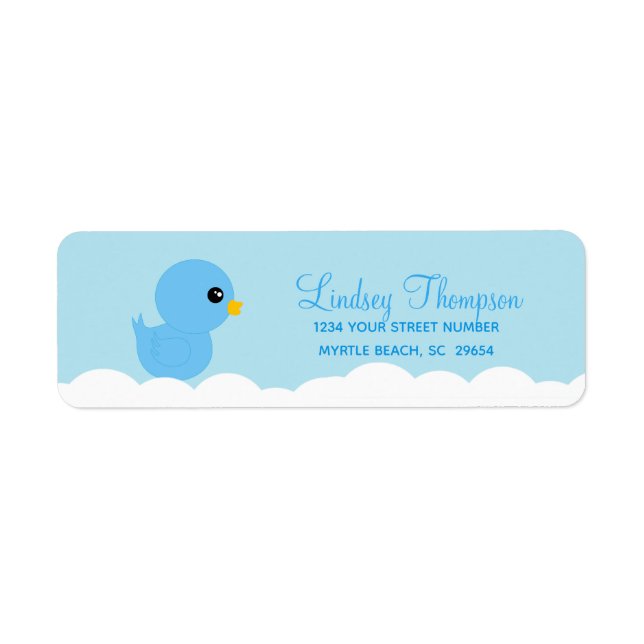 Cute Blue Rubber Ducky Adresse de retour (Devant)