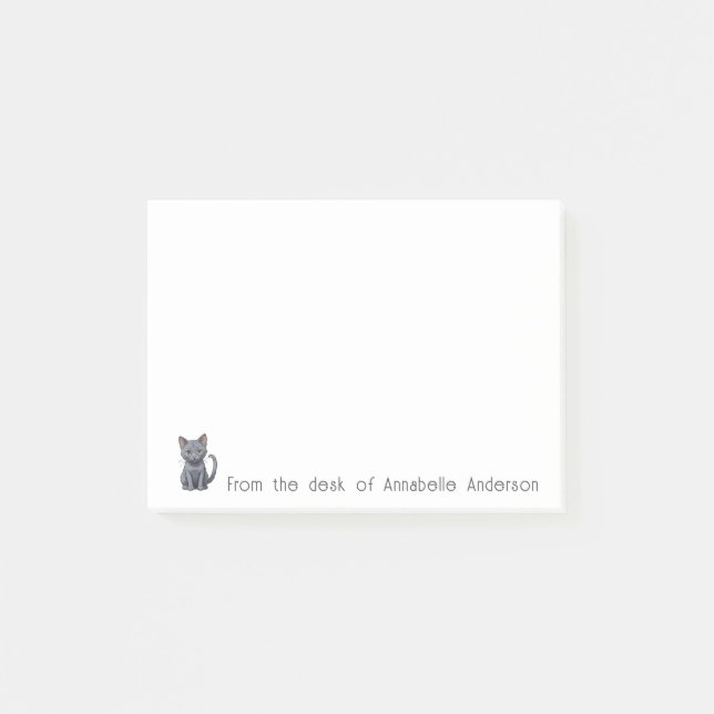Cute Blue Russian Cat Personalize Notes (Front)