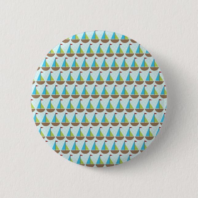 Cute Blue Sailboat Design for Boys 2 Inch Round Button (Front)