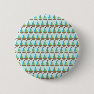 Cute Blue Sailboat Design for Boys 2 Inch Round Button