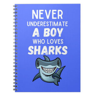 Cute Blue Shark Gifts For Baby Boy For Kids School Notebook