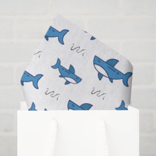 Cute Blue Shark Pattern Tissue Paper