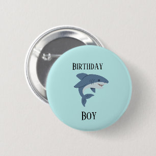 Cute blue shark personalized 2 inch round button