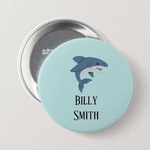 Cute blue shark personalized 3 inch round button