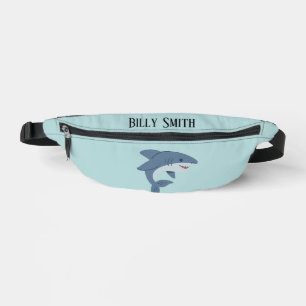 Cute blue shark personalized fanny pack