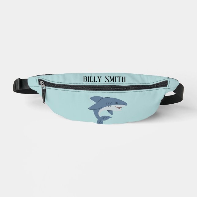 Cute blue shark personalized fanny pack (Front)