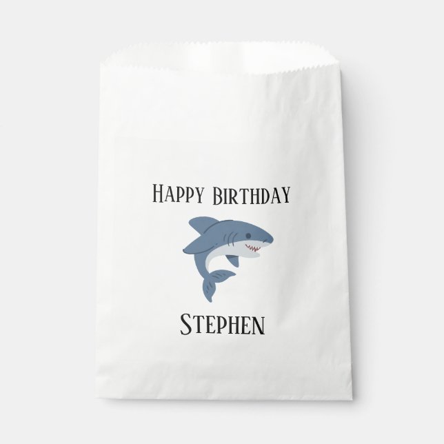 Cute blue shark personalized favour bag (Front)