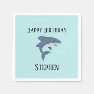 Cute blue shark personalized napkin