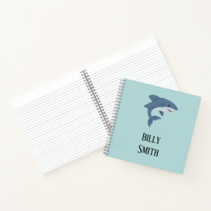 Cute blue shark personalized notebook