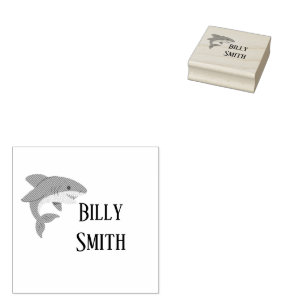 Cute blue shark personalized rubber stamp