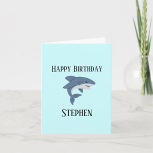 Cute blue shark personalized thank you card