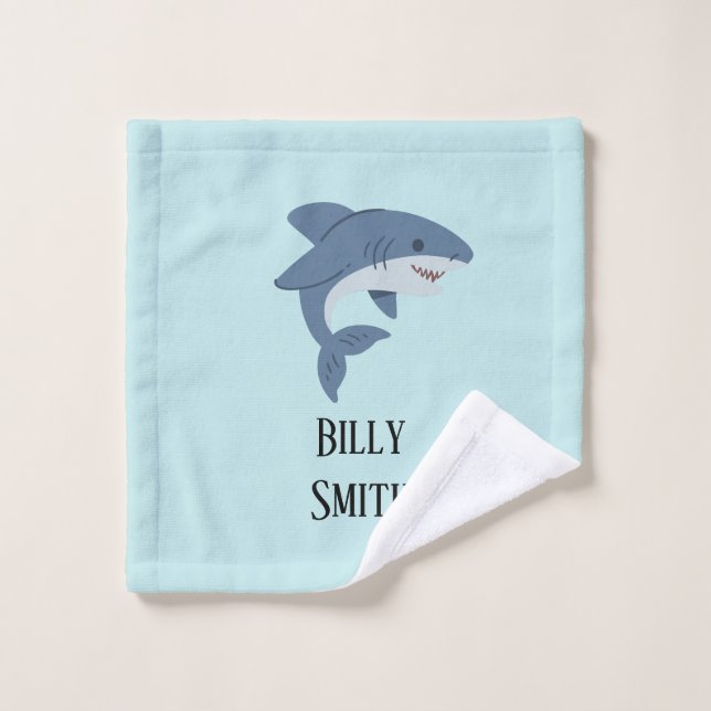 Cute blue shark personalized wash cloth (Wash Cloth)