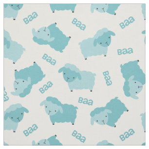 Cute Blue Sheep Fabric