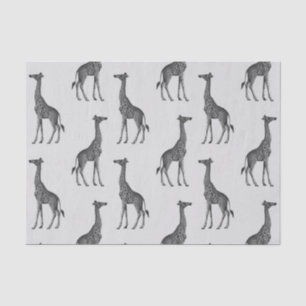 Cute Blue Silver Giraffe Print Tissue Paper