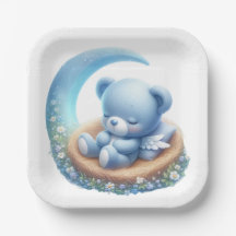 CUTE BLUE SLEEPING BEAR ON MOON