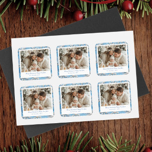 Cute Blue Snowflake Christmas Square Sticker