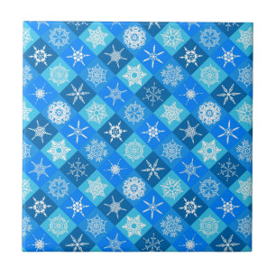 Cute blue snowflake patterns design tile