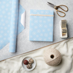 Cute Blue Snowflake Personalized Boys Christmas Wrapping Paper