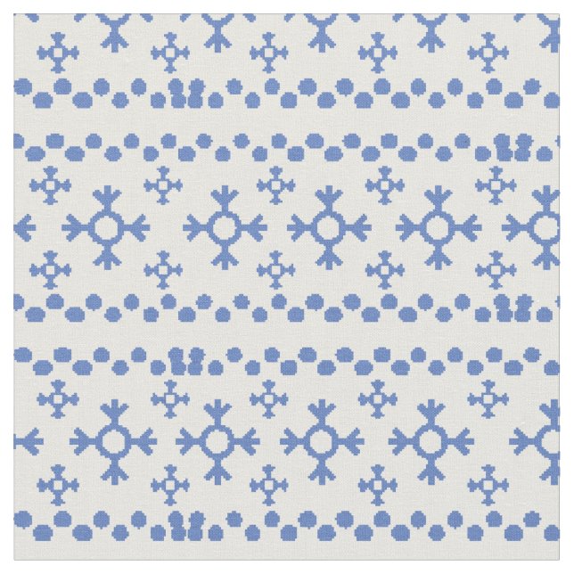 Cute Blue Snowflakes Pattern Thunder_Cove Fabric (Close Up)