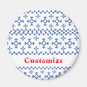 Cute Blue Snowflakes Pattern Thunder_Cove Magnet
