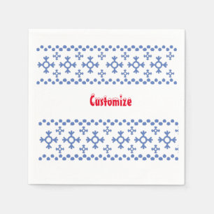 Cute Blue Snowflakes Pattern Thunder_Cove Napkin