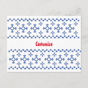 Cute Blue Snowflakes Pattern Thunder_Cove Postcard