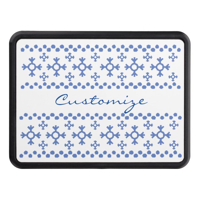 Cute Blue Snowflakes Pattern Thunder_Cove Trailer Hitch Cover (Front)