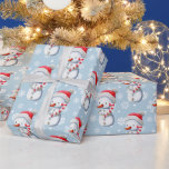Cute Blue Snowman Christmas  Wrapping Paper<br><div class="desc">Very cute Christmas wrapping paper with a pattern of snowflakes and snowmen with candy canes. Adorable to gift wrap the presents of the little ones. Illustrated and designed by Patricia Alvarez.</div>