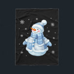 Cute Blue Snowman With Snowflakes Winter Christmas Fleece Blanket<br><div class="desc">Cute Blue Snowman With Snowflakes Winter Christmas Design</div>