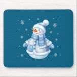 Cute Blue Snowman With Snowflakes Winter Christmas Mouse Pad<br><div class="desc">Cute Blue Snowman With Snowflakes Winter Christmas Design</div>