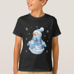 Cute Blue Snowman With Snowflakes Winter Christmas T-Shirt<br><div class="desc">Cute Blue Snowman With Snowflakes Winter Christmas Design</div>