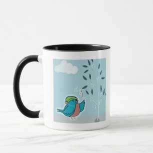 Cute Blue Song bird winters tree Mug