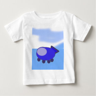 Cute Blue Spaceship on French Blue Clouds Baby T-Shirt