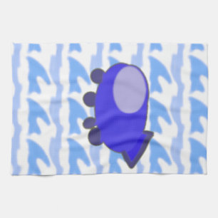 Cute Blue Spacship Waveworld Serviettes de cuisine