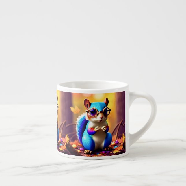 Cute Blue Squirrel with Glasses  Espresso Cup (Right)