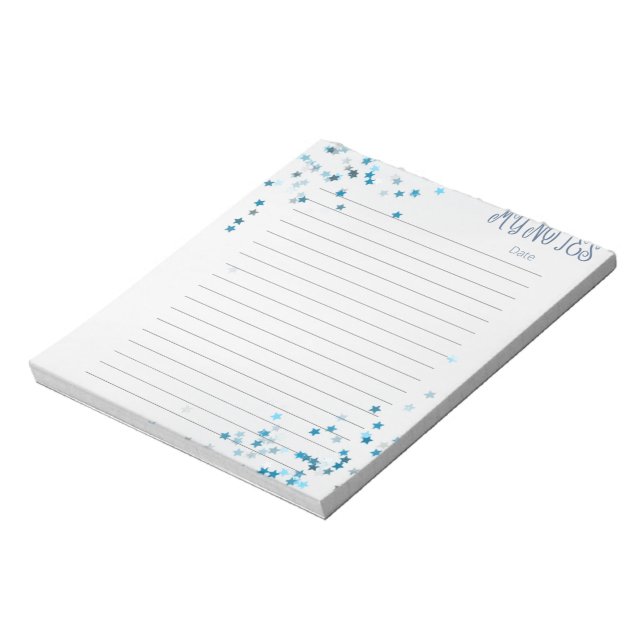 Cute Blue Stars Kids Stationary Notepad (Rotated)