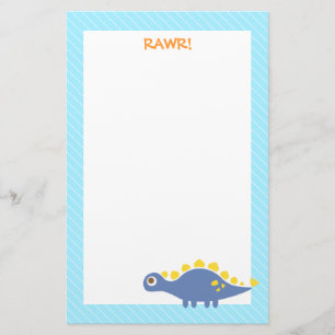 Cute Blue Stegosaurus Dinosaur For Kids Stationery