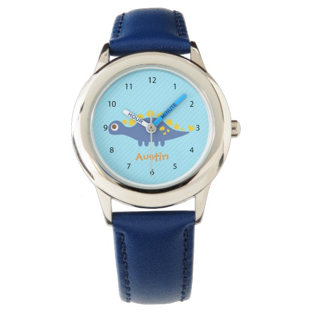 Cute Blue Stegosaurus Dinosaur Kids Watch (Front)