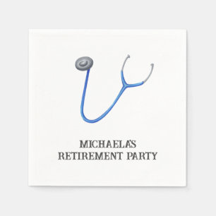 Cute Blue Stethoscope Doctor Nurse Retirement Napkin