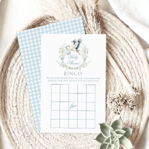 Cute Blue Stork Delivery Baby Shower Game Bingo
