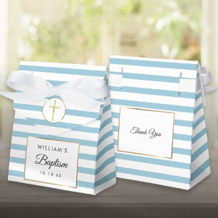 Cute Blue Stripe Baptism Christening Favour Box