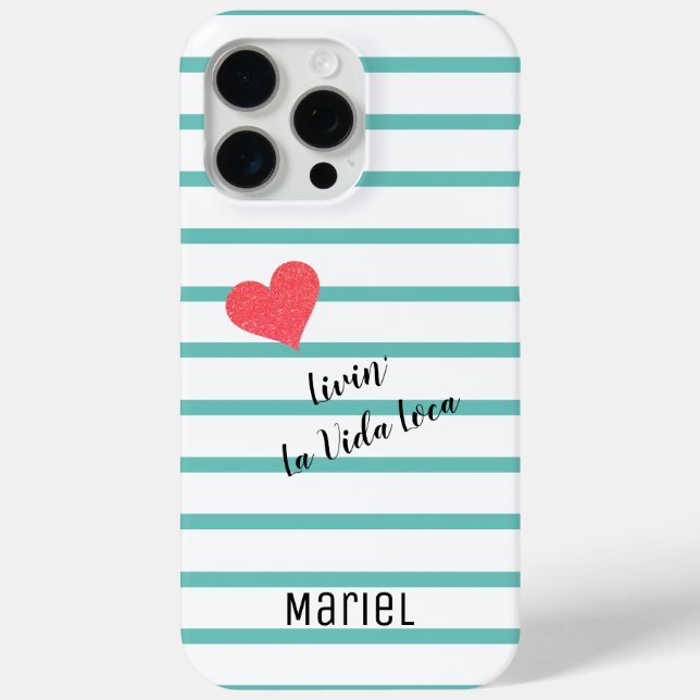 Cute Blue Striped La Vida Loca Case-Mate iPhone Case (Back)