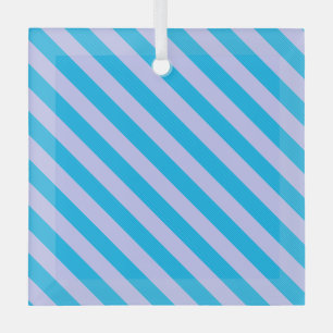 Cute blue stripes patterns glass ornament