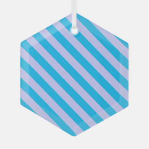 Cute blue stripes patterns glass ornament